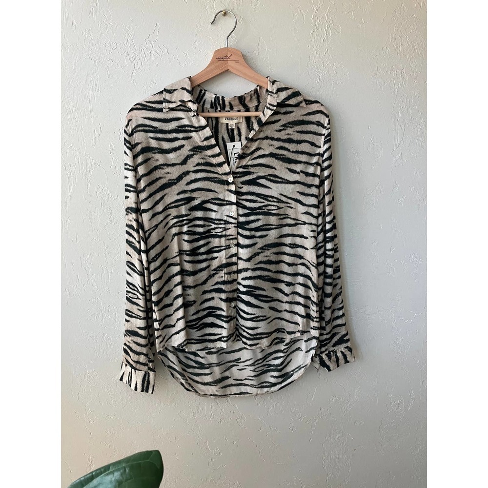 NWT L'AGENCE Zebra Animal Print Holly Long Sleeved Blouse XS